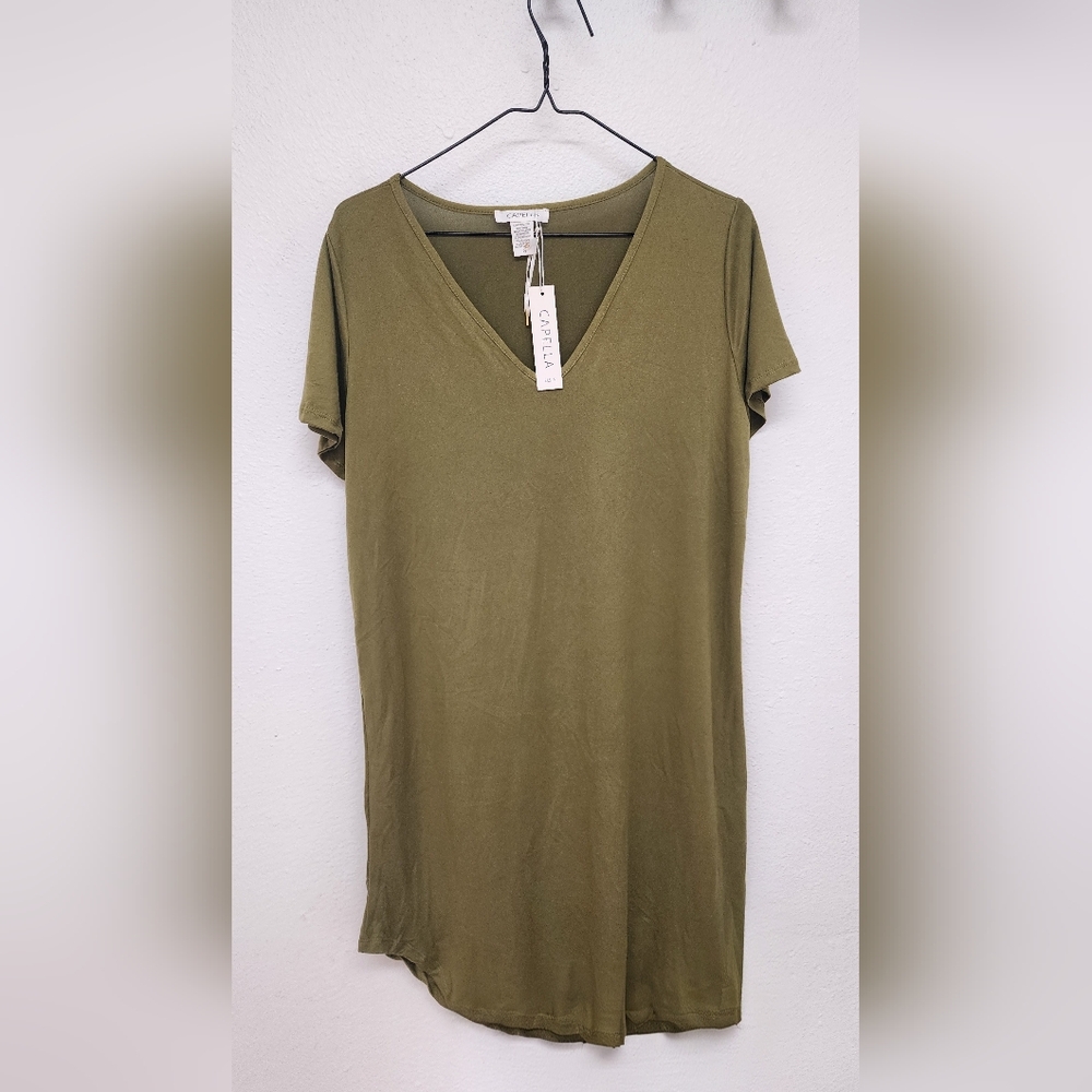 Capella Olive Short Sleeve T-Shirt Dress
